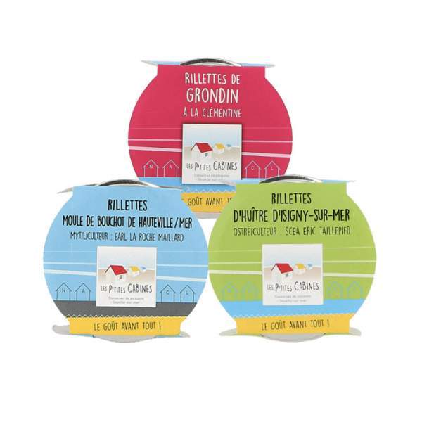 Rillettes de poissons Les petites cabines assortiment 3*90g