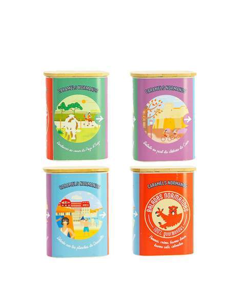Caramels assortiments boites métals 4 faces Balades normandes 150g